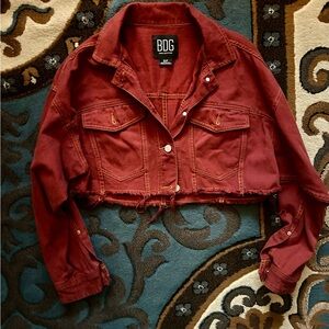 BDG Women's Burgundy Cropped Jean Jacket